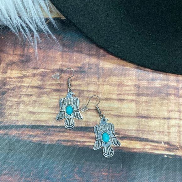 Thunderbird Turquoise Bead Earrings - Western - Picture 5 of 5